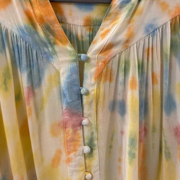 Young Fabulous & Broke Multicolor Tie-Dye Blouse Top Blouson Sleeves size XS - Picture 2 of 12